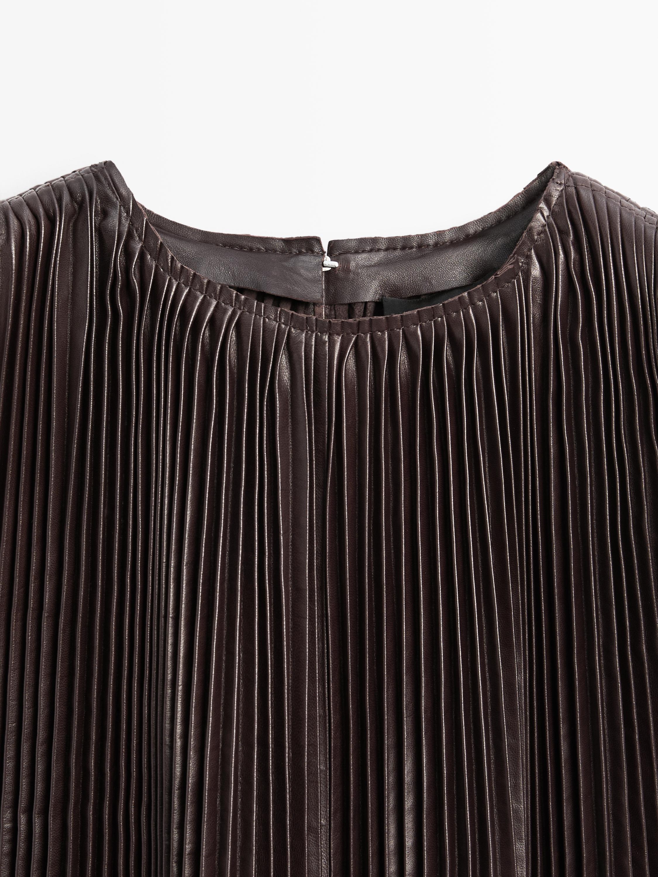 Long pleated nappa leather top - LIMITED